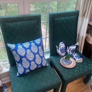 Pillow Cover Blue Chinoiserie Oriental Ginger Jar 17.7” x 17.7” NEW